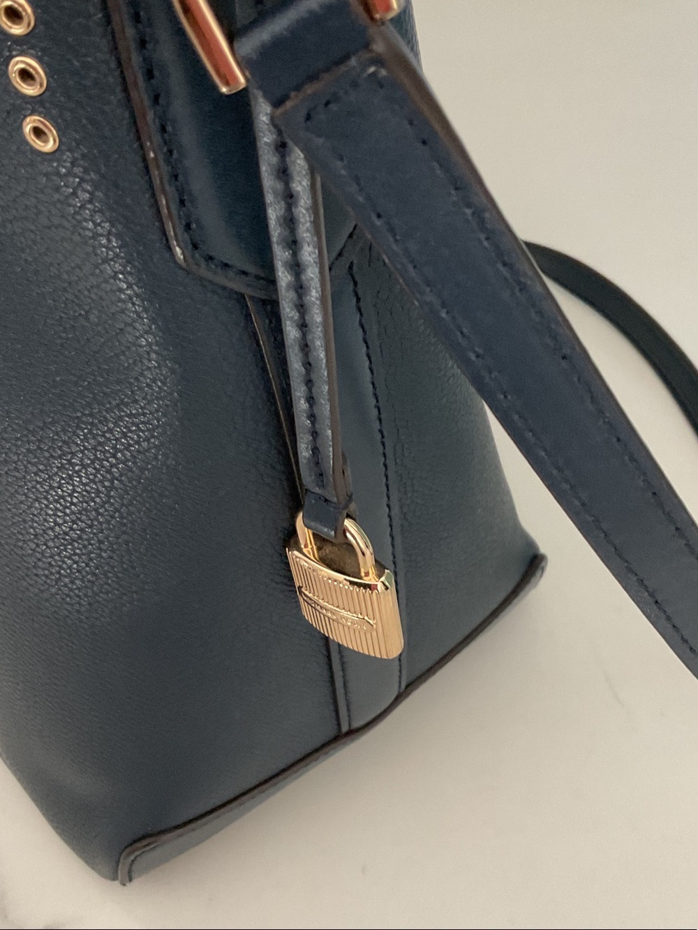 Michael Kors Navy Crossbody Shoulder Bag with Gold Stud Accents - Picture 6 of 6